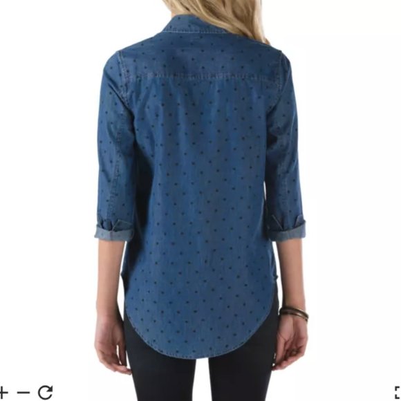 Like NEW Vans Super-Cute Camping Print Denim Shirt - Picture 7 of 7